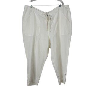 Lane Bryant Ivory Linen Rayon Wide Leg Lightweight Trouser Pants READ Sz 22/24